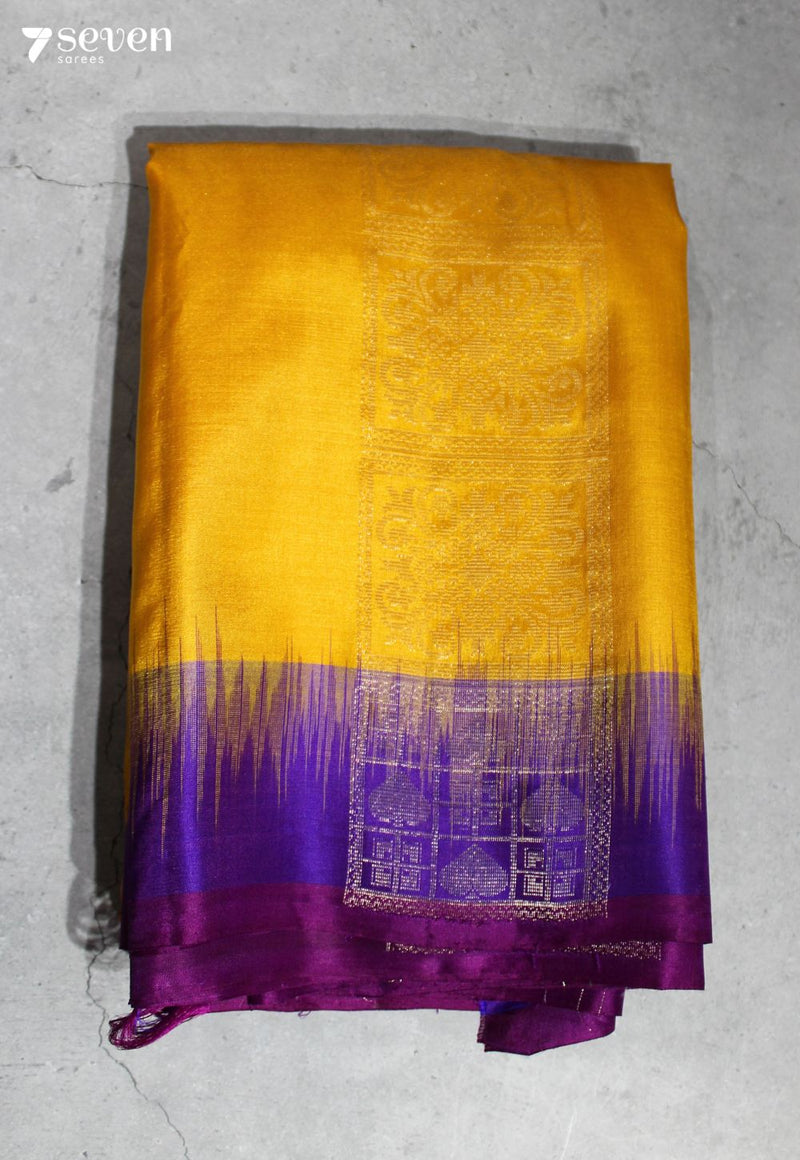 Sunshine Blessings Signature Seven Handloom Yellow Bangalore Pure Silk Saree|Silk Mark Certified - Seven Sarees - Saree - Seven Sarees