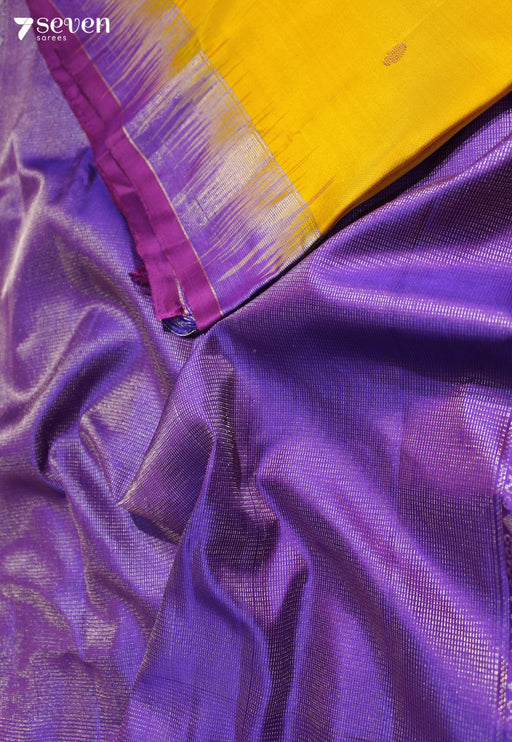 Sunshine Diamond Signature Seven Handloom Yellow Bangalore Pure Silk Saree|Silk Mark Certified - Seven Sarees - Saree - Seven Sarees