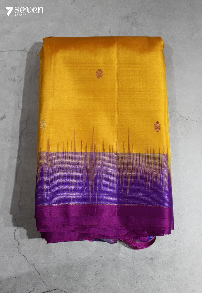 Sunshine Diamond Signature Seven Handloom Yellow Bangalore Pure Silk Saree|Silk Mark Certified - Seven Sarees - Saree - Seven Sarees