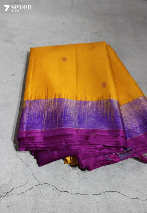 Sunshine Diamond Signature Seven Handloom Yellow Bangalore Pure Silk Saree|Silk Mark Certified - Seven Sarees - Saree - Seven Sarees