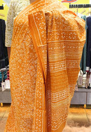 Surabhi Jaipur Yellow Hand Block Printed 100% Cotton Saree - Seven Sarees - Saree - Seven Sarees