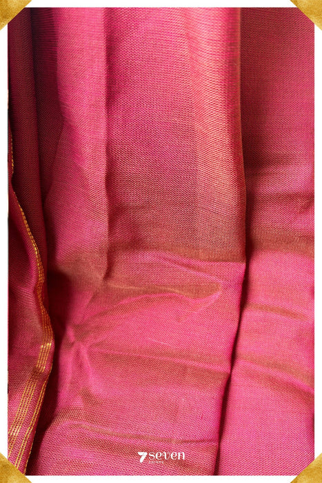 Suragi Signature Seven Handloom Pink Bangalore Vegan Silk Saree - Seven Sarees - Saree - Seven Sarees