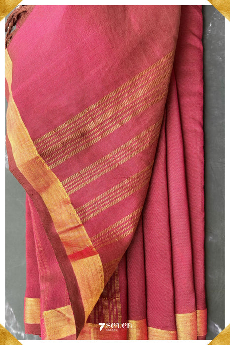 Suragi Signature Seven Handloom Pink Bangalore Vegan Silk Saree - Seven Sarees - Saree - Seven Sarees