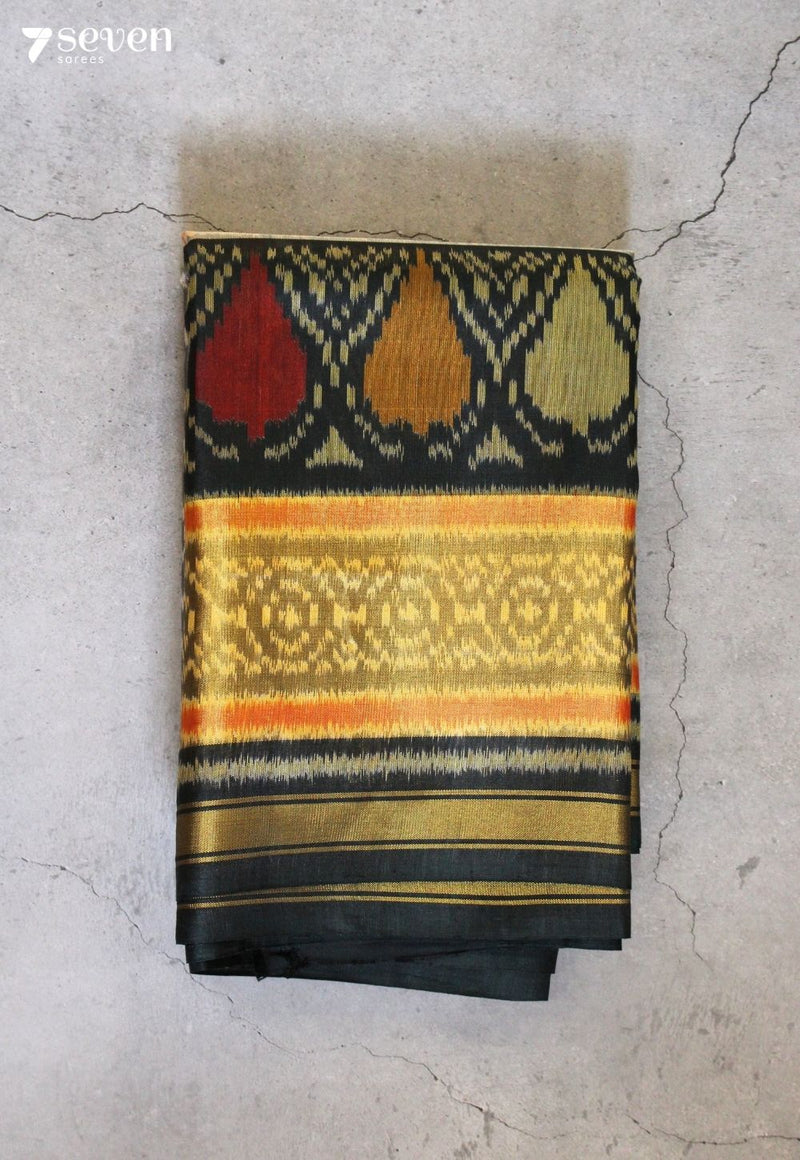Suranika Patola Handloom Single Ikkat Grey Pure Silk Saree|Silk Mark Certified - Seven Sarees - Saree - Seven Sarees
