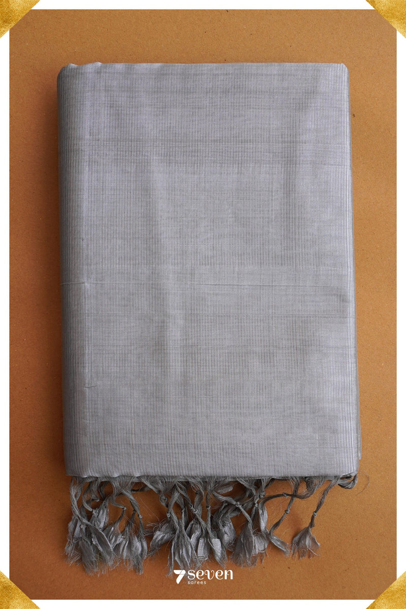 Sushmita Mangalagiri Handloom Silver Silk Cotton Saree - Seven Sarees - Saree - Seven Sarees