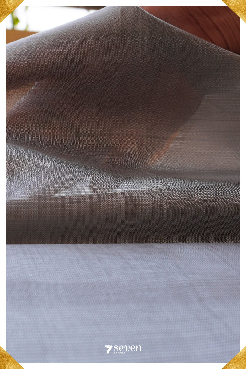 Sushmita Mangalagiri Handloom Silver Silk Cotton Saree - Seven Sarees - Saree - Seven Sarees