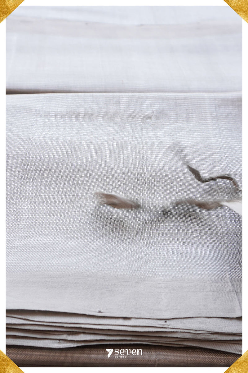 Sushmita Mangalagiri Handloom Silver Silk Cotton Saree - Seven Sarees - Saree - Seven Sarees