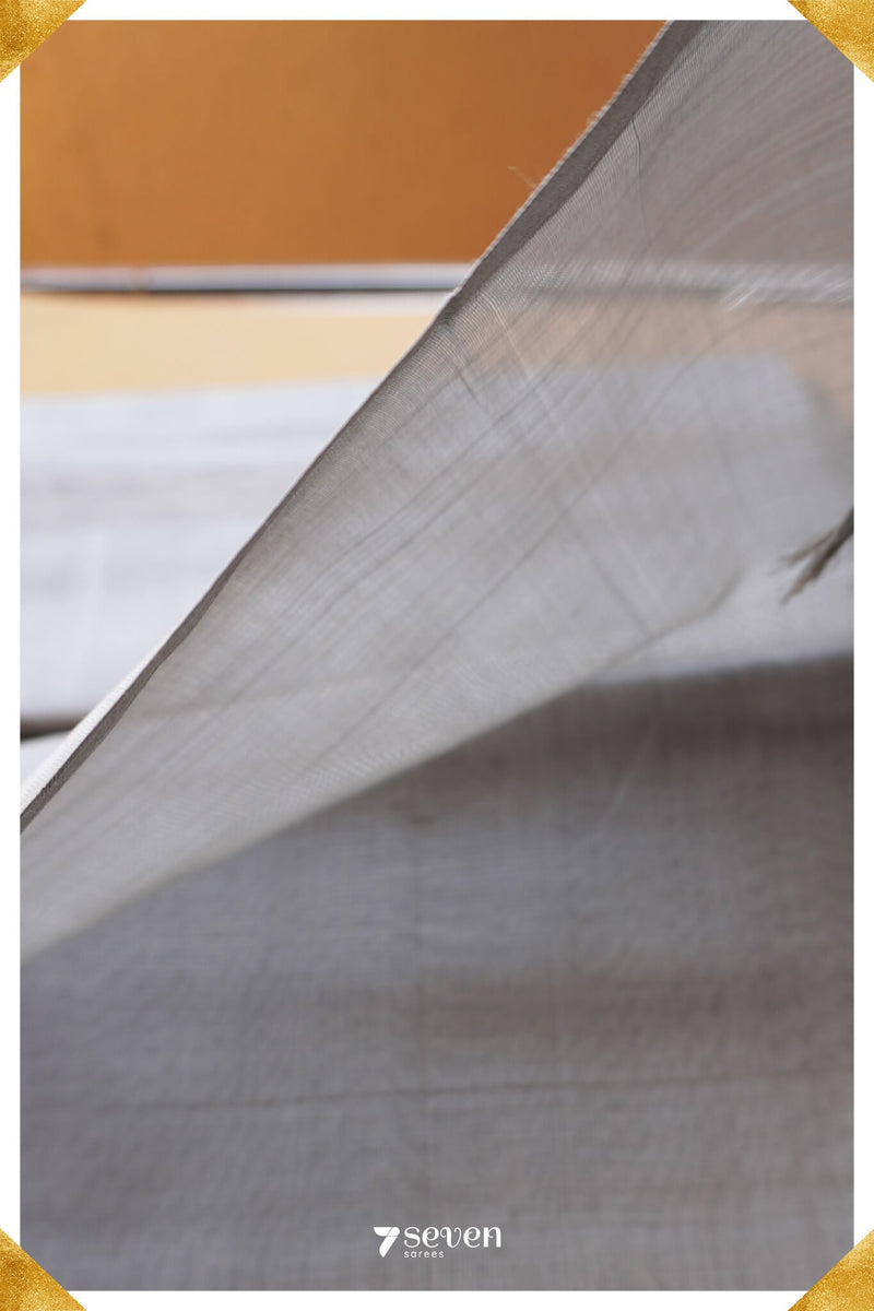 Sushmita Mangalagiri Handloom Silver Silk Cotton Saree - Seven Sarees - Saree - Seven Sarees