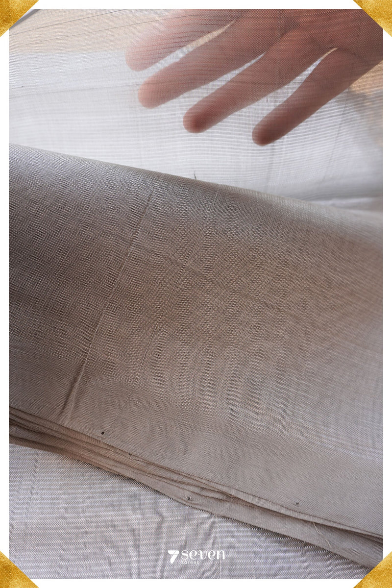 Sushmita Mangalagiri Handloom Silver Silk Cotton Saree - Seven Sarees - Saree - Seven Sarees