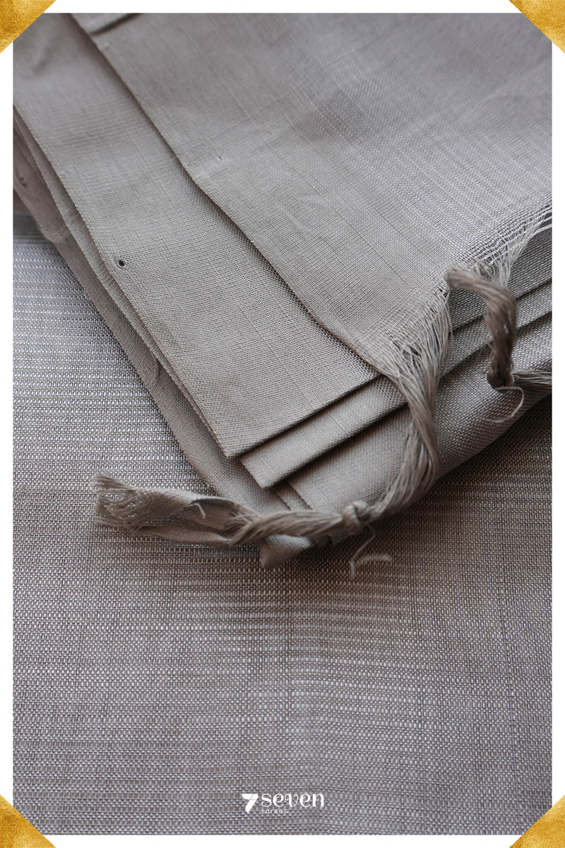 Sushmita Mangalagiri Handloom Silver Silk Cotton Saree - Seven Sarees - Saree - Seven Sarees