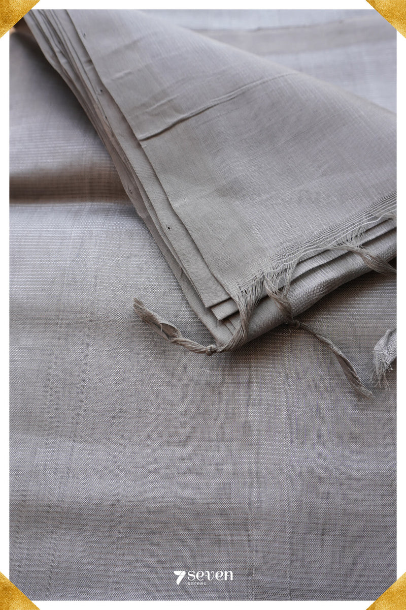 Sushmita Mangalagiri Handloom Silver Silk Cotton Saree - Seven Sarees - Saree - Seven Sarees