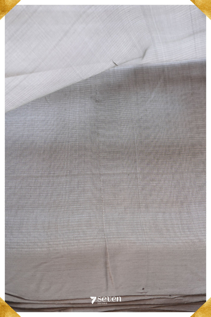 Sushmita Mangalagiri Handloom Silver Silk Cotton Saree - Seven Sarees - Saree - Seven Sarees
