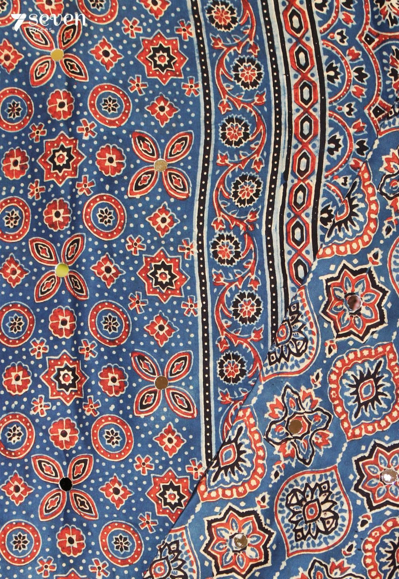 Sushravi Kutch Blue Pure Handmade Ajrakh Modal with Handpasted Mirrors - view 3