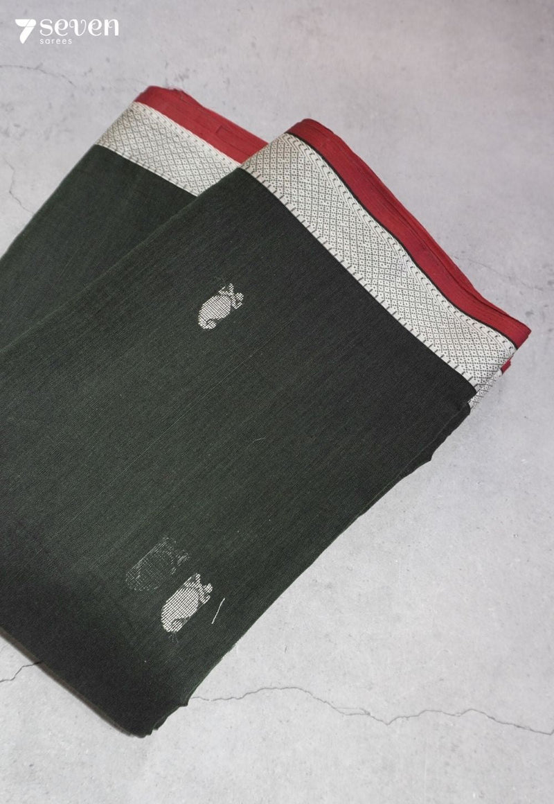 Sutra Signature Seven Handloom Green Bangalore Pure Cotton Saree - Seven Sarees - Saree - Seven Sarees