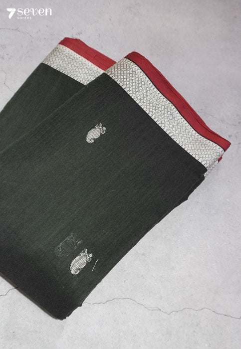 Sutra Signature Seven Handloom Green Bangalore Pure Cotton Saree - Seven Sarees - Saree - Seven Sarees