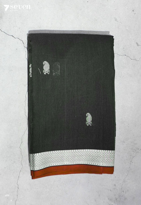 Sutra Signature Seven Handloom Green Bangalore Pure Cotton Saree - Seven Sarees - Saree - Seven Sarees