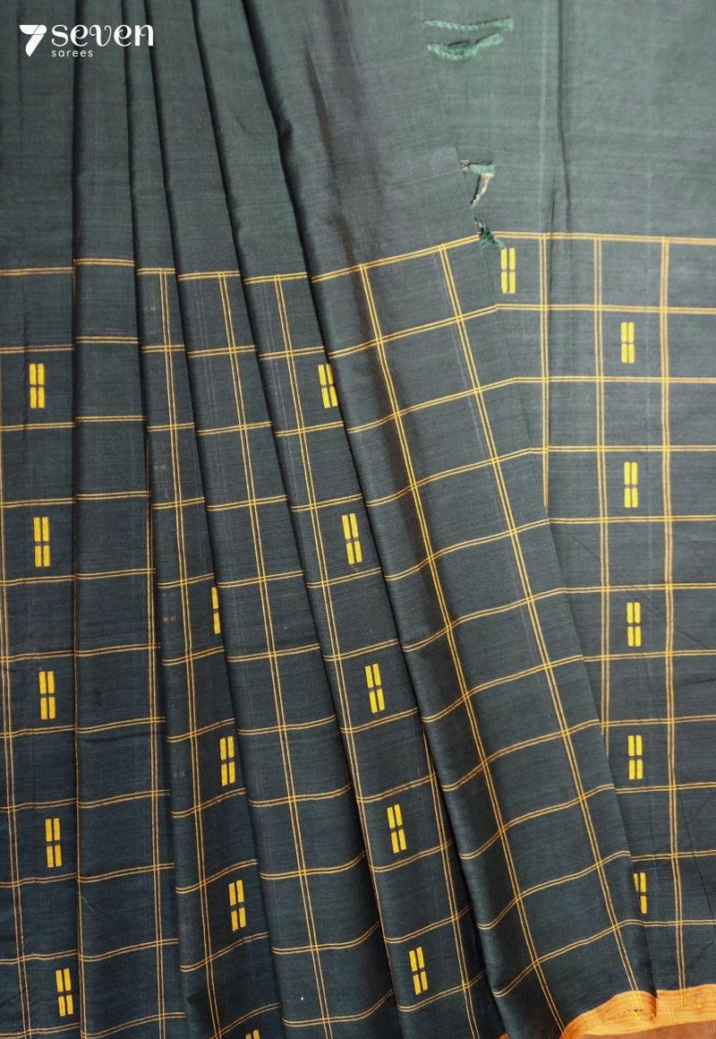 Sutrika Signature Seven Handloom Blue Bangalore Pure Cotton Saree - Seven Sarees - Saree - Seven Sarees