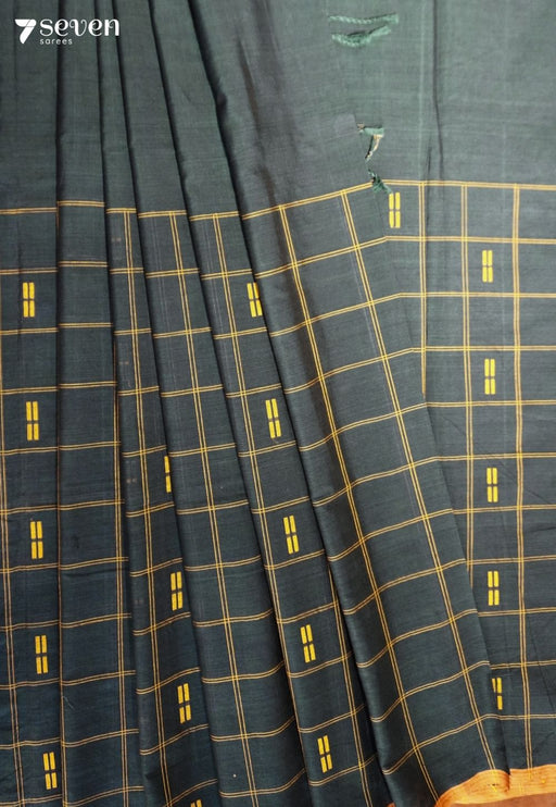 Sutrika Signature Seven Handloom Blue Bangalore Pure Cotton Saree - Seven Sarees - Saree - Seven Sarees