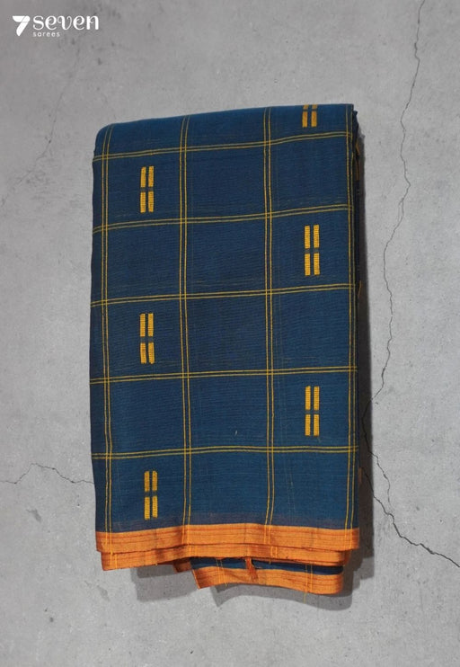 Sutrika Signature Seven Handloom Blue Bangalore Pure Cotton Saree - Seven Sarees - Saree - Seven Sarees