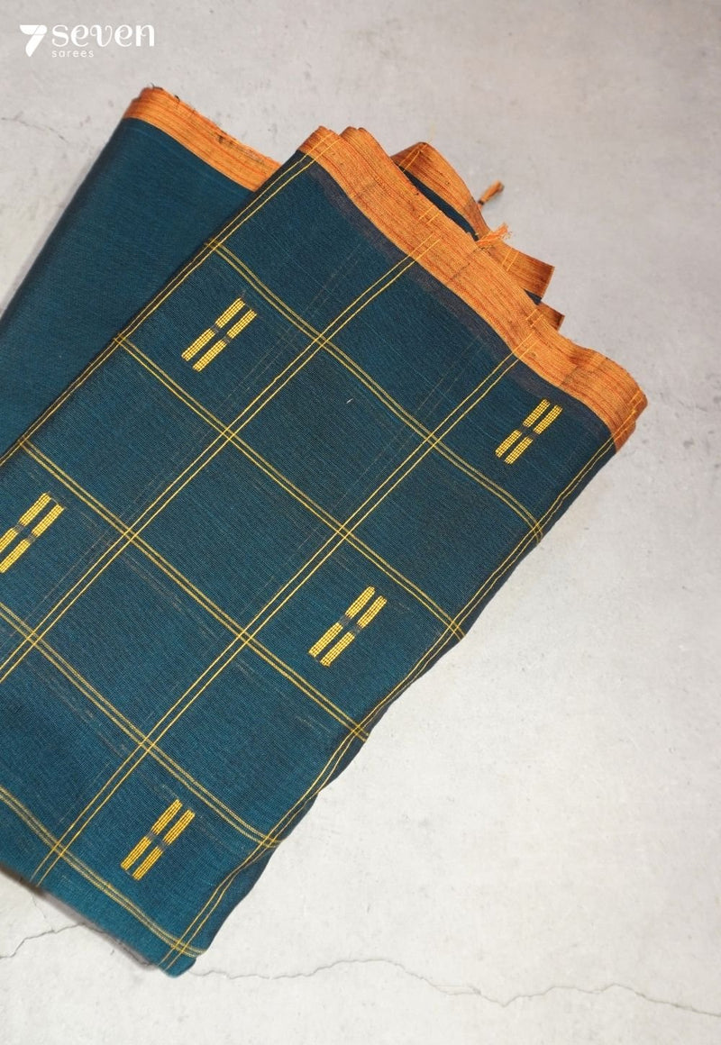 Sutrika Signature Seven Handloom Blue Bangalore Pure Cotton Saree - Seven Sarees - Saree - Seven Sarees