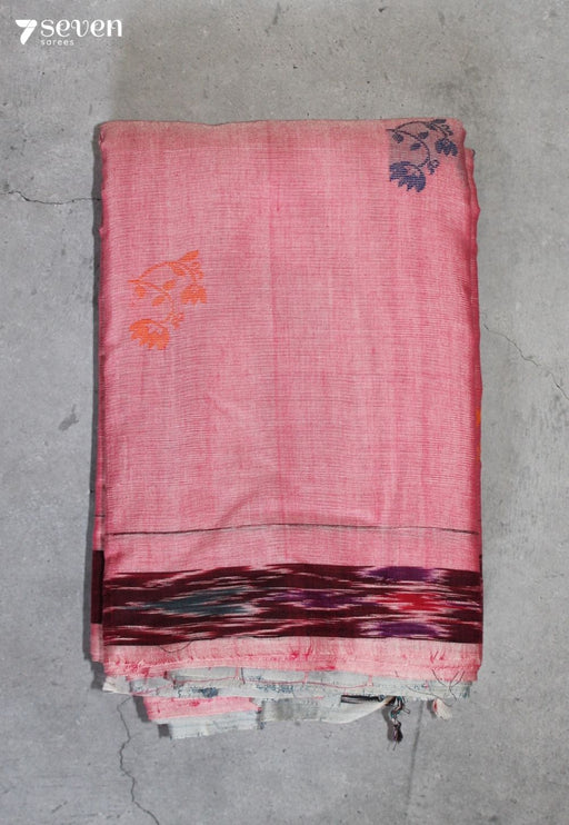 Suvaira Signature Seven Handloom Pink Bangalore Pure Cotton Saree - Seven Sarees - Saree - Seven Sarees