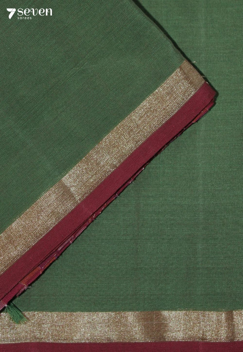 Suvani Signature Seven Handloom Green Bangalore Pure Cotton Saree - Seven Sarees - Saree - Seven Sarees