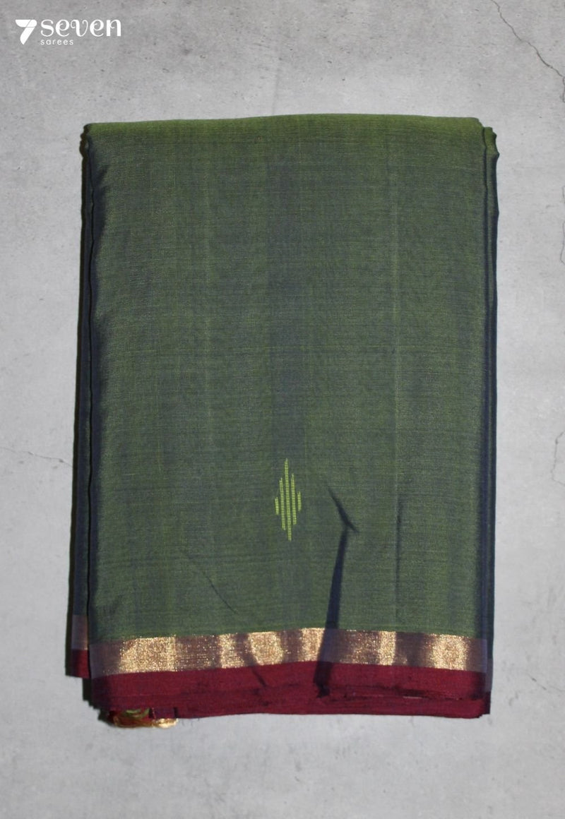Suvani Signature Seven Handloom Green Bangalore Pure Cotton Saree - Seven Sarees - Saree - Seven Sarees