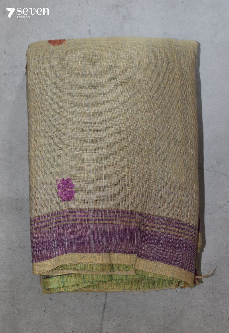 Suvasini Assam 100% Eri Silk Beige Handloom Saree - Seven Sarees - Seven Sarees