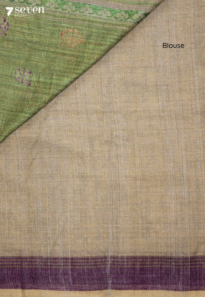 Suvasini Assam 100% Eri Silk Beige Handloom Saree - Seven Sarees - Seven Sarees
