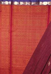 Suvitha Signature Seven Handloom Maroon Bangalore Pure Cotton Saree - Seven Sarees - Saree - Seven Sarees