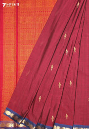 Suvitha Signature Seven Handloom Maroon Bangalore Pure Cotton Saree - Seven Sarees - Saree - Seven Sarees