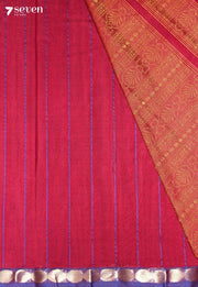 Suvitha Signature Seven Handloom Maroon Bangalore Pure Cotton Saree - Seven Sarees - Saree - Seven Sarees