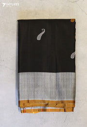 Suvrani Signature Seven Handloom Black Bangalore Pure Silk Cotton Saree - Seven Sarees - Saree - Seven Sarees