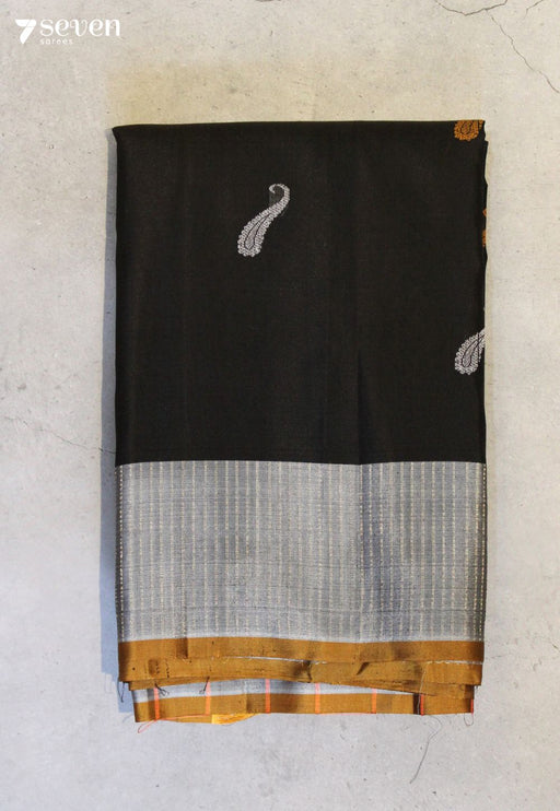 Suvrani Signature Seven Handloom Black Bangalore Pure Silk Cotton Saree - Seven Sarees - Saree - Seven Sarees