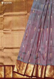 Svarada Handloom Venkatagiri Pattu 100% Silk Grey Saree | Silk Mark Certified - Seven Sarees - Seven Sarees