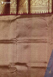 Svarada Handloom Venkatagiri Pattu 100% Silk Grey Saree | Silk Mark Certified - Seven Sarees - Seven Sarees