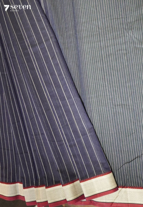 Svarana Signature Seven Handloom Blue Bangalore Pure Cotton Saree - Seven Sarees - Saree - Seven Sarees