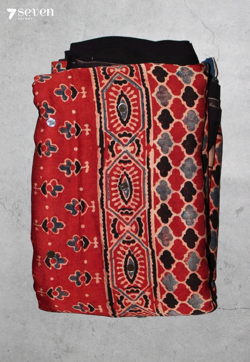 Svarnali Kutch Red Pure Handmade Ajrakh Modal with Handpasted Mirrors