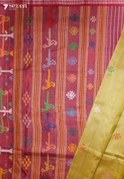 Svarupa Handloom Yellow Pure Tussar Silk Saree With Eri Silk Extra Weft | Silk Mark Certified - Seven Sarees - Saree - Seven Sarees