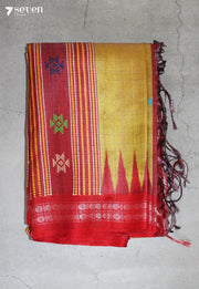 Svarupa Handloom Yellow Pure Tussar Silk Saree With Eri Silk Extra Weft | Silk Mark Certified - Seven Sarees - Saree - Seven Sarees