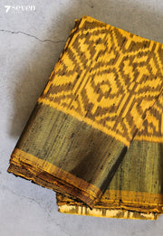 Taalvini Patola Handloom Single Ikkat Yellow Pure Raw Silk Saree|Silk Mark Certified - Seven Sarees - Saree - Seven Sarees