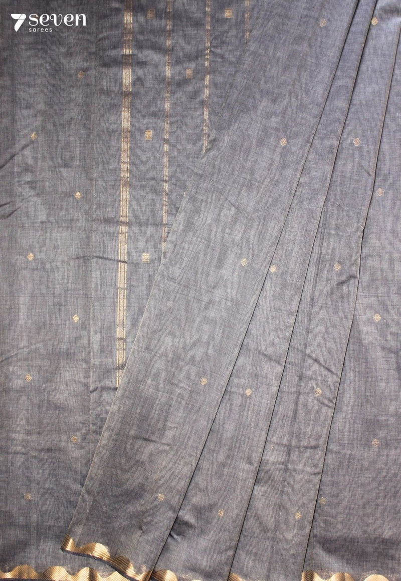 Taaraya Signature Seven Handloom Grey Bangalore Pure Cotton Saree - Seven Sarees - Saree - Seven Sarees