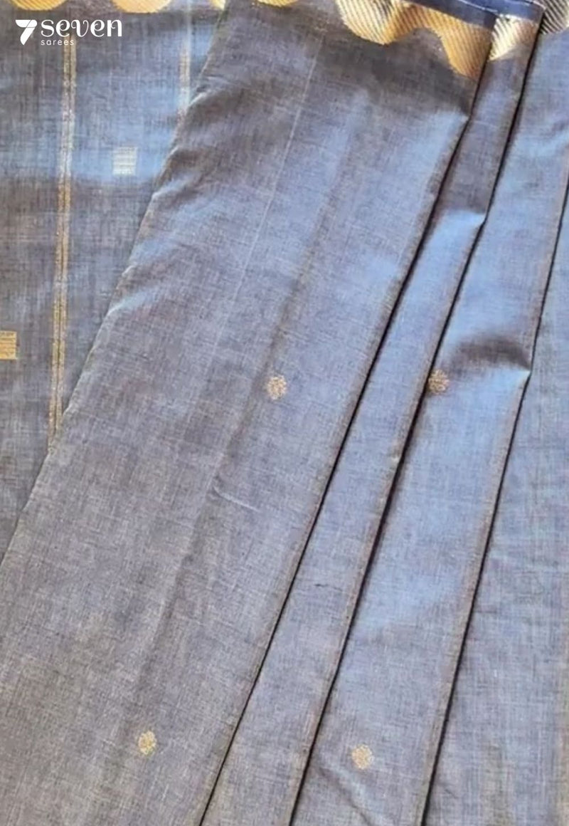 Taaraya Signature Seven Handloom Grey Bangalore Pure Cotton Saree - Seven Sarees - Saree - Seven Sarees