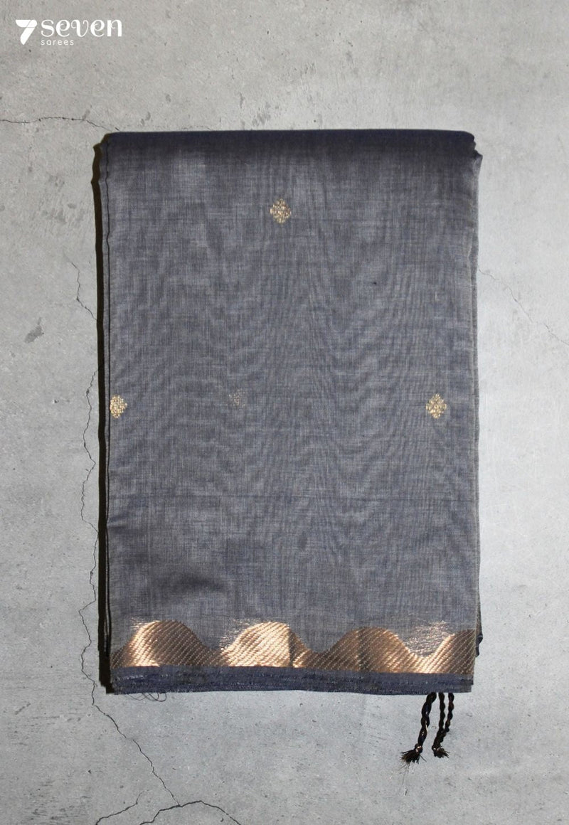 Taaraya Signature Seven Handloom Grey Bangalore Pure Cotton Saree - Seven Sarees - Saree - Seven Sarees