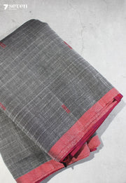 Taarini Signature Seven Handloom Grey Bangalore Pure Cotton Saree - Seven Sarees - Saree - Seven Sarees