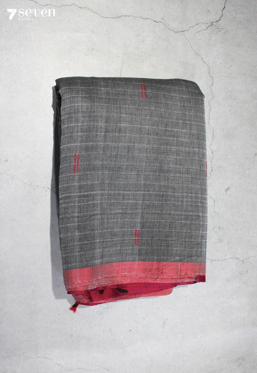 Taarini Signature Seven Handloom Grey Bangalore Pure Cotton Saree - Seven Sarees - Saree - Seven Sarees