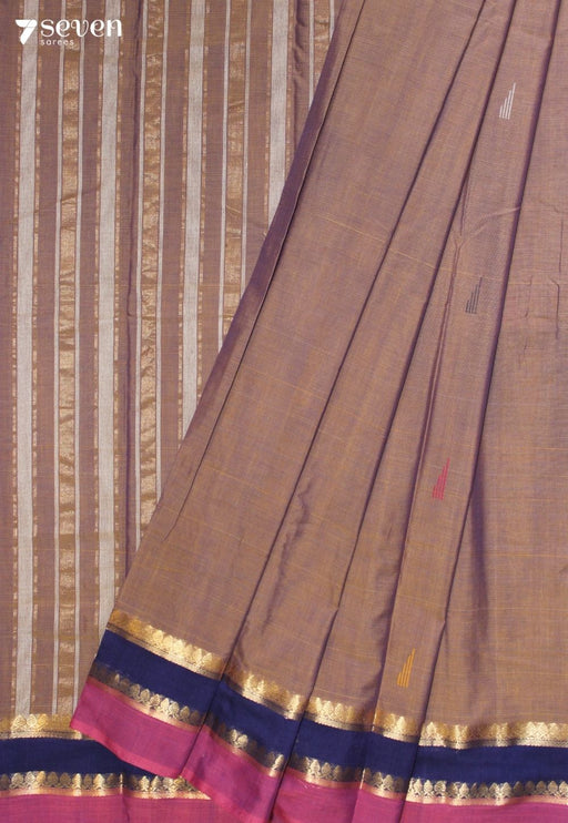 Taaruni Signature Seven Handloom Brown Bangalore Pure Cotton Saree - Seven Sarees - Saree - Seven Sarees