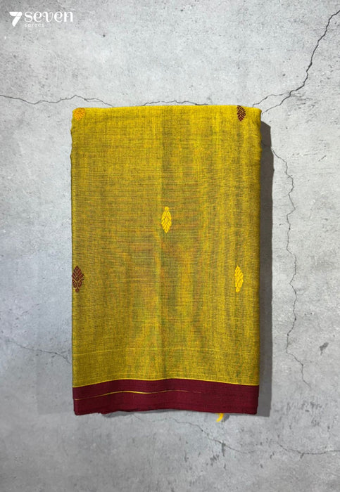 Tabebuia Gold Signature Seven Handloom Green Bangalore Pure Cotton Saree - Seven Sarees - Saree - Seven Sarees