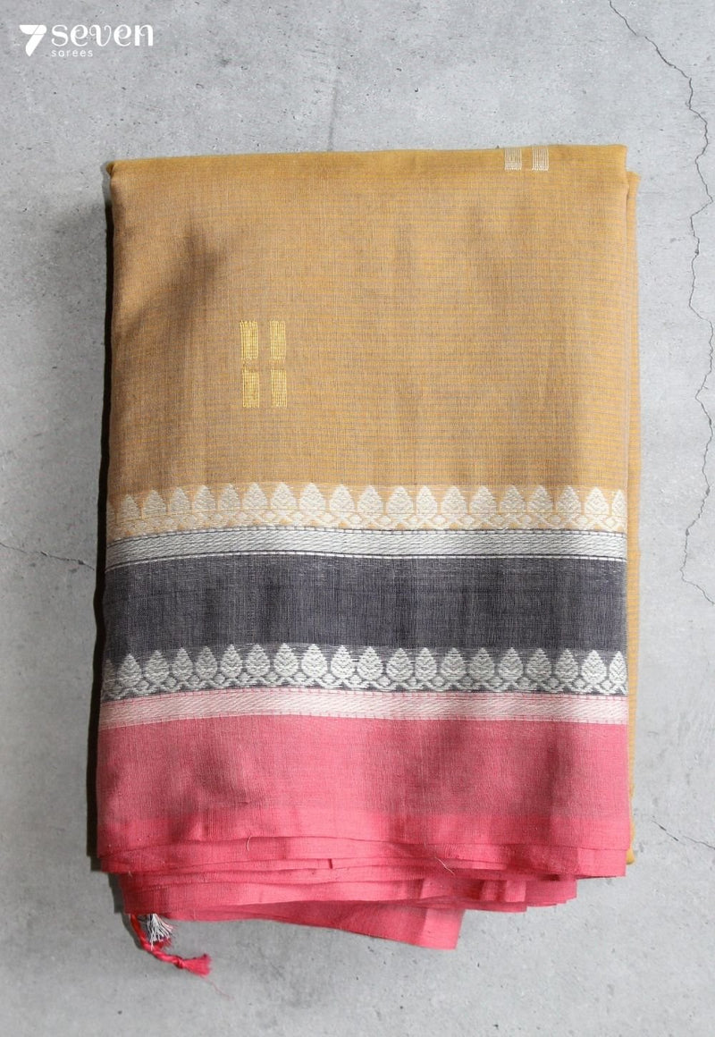Talora Signature Seven Handloom Brown Bangalore Pure Cotton Saree - Seven Sarees - Saree - Seven Sarees