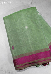 Tamirya Signature Seven Handloom Green Bangalore Pure Cotton Saree - Seven Sarees - Saree - Seven Sarees